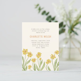 Gult Wildblommor Kön Neutral Baby Shower Vykort
