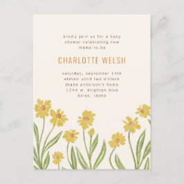 Gult Wildblommor Kön Neutral Baby Shower Vykort