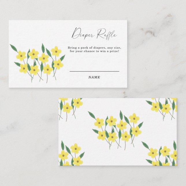 Gult Wildblommor könsneutrala diaper raffle Tilläggskort (Fram/baksida)