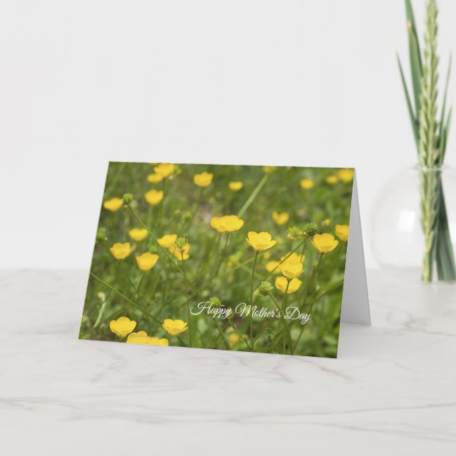 Gult Wildblommor Mors dag Card Kort (Framsida)
