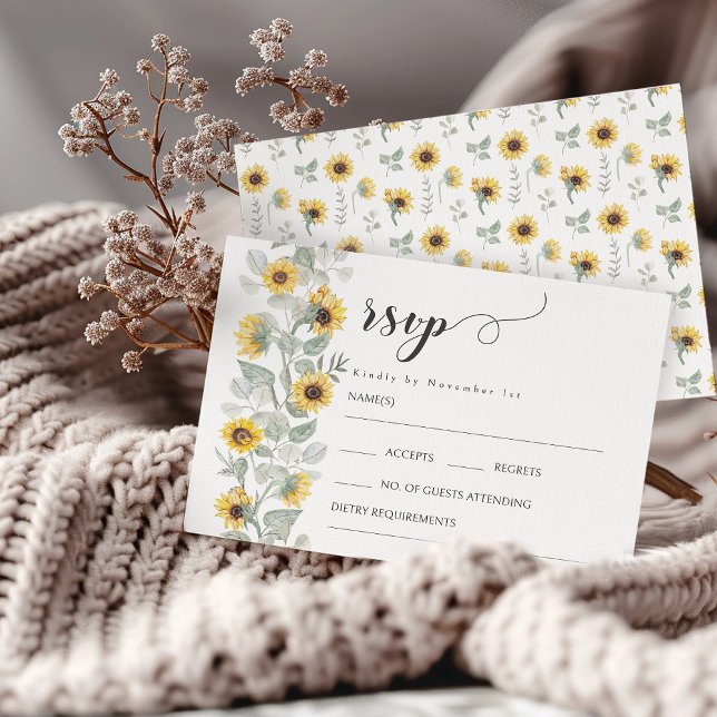 Gult Wildblommor Sunwers Bröllop OSA Cards (Skapare uppladdad)