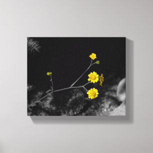 Gult Wildblommor Under en Träd-Färgad 8 x 10 Canvastryck