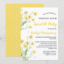 Gult Wildblommor Virtuell Söt 16 Födelsedagsfester