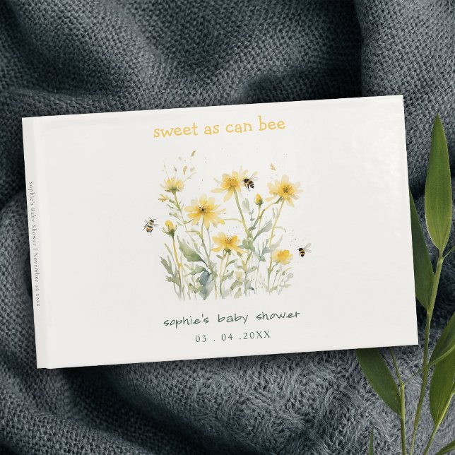 Gult WildblomSöt som Bee Neutralt Baby Shower Gästböcker (Skapare uppladdad)