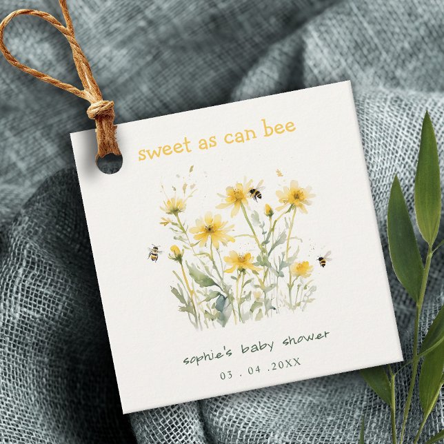 Gult WildblomSöt som Bee Neutralt Baby Shower Gåvor Etiketter (Skapare uppladdad)