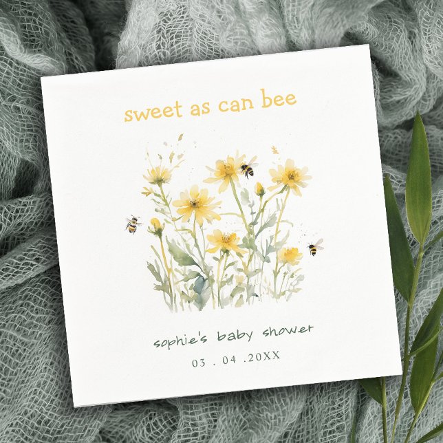 Gult WildblomSöt som Bee Neutralt Baby Shower Pappersservett (Skapare uppladdad)