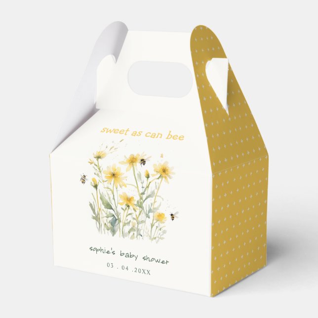 Gult WildblomSöt som Bee Neutralt Baby Shower Presentaskar (Framsidan Sidan)