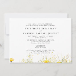 Gult Wildblomsterföräldrar 2 Venue Bröllop Inbjudningar