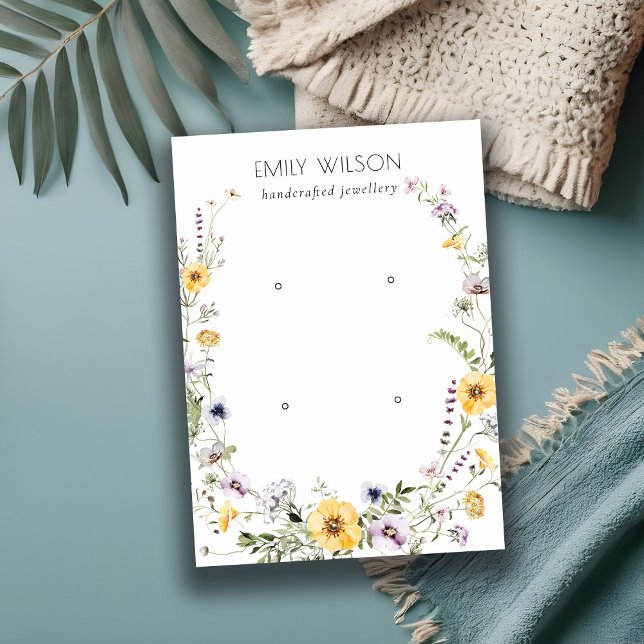 Gult Wildblomsterkrans 2 Stud Earring Visning Visitkort (Skapare uppladdad)