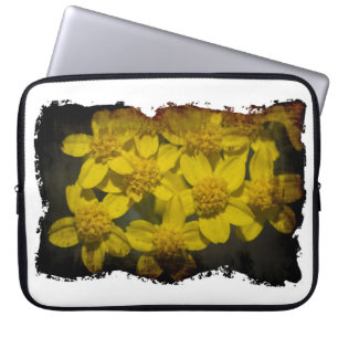 Gult WildblomWhite Kant Laptop Fodral