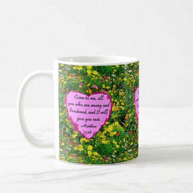 GULT WILDFLOWER MATTHEW 11:28 PHOTO DESIGN KAFFEMUGG (Vänster)
