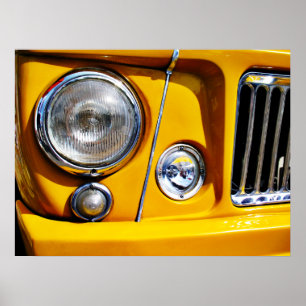 Gult Willys Jeep Station Wagons strålkastare Poster