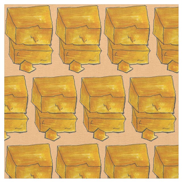 Gult Wisconsin Cheddar Cheeses Fabric Tyg (Närbild)
