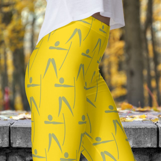 Gult Womens Archery Mönster Leggings (Womens Archery on School Bus Yellow Leggings)