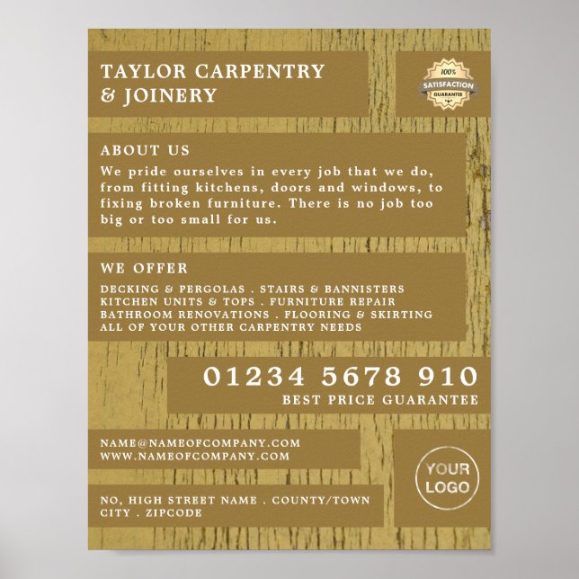 Gult Wood, Carpentry, Carpenter Advertising Poster (Framsidan)