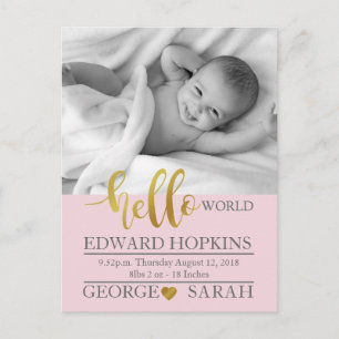 Gult World baby-fotografering Nya Vykort