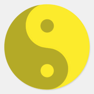 Gult Yin Yang Andlig Symbol Runt Klistermärke