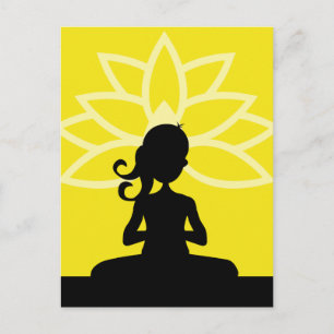 Gult Yoga Silhouette-vykort Vykort