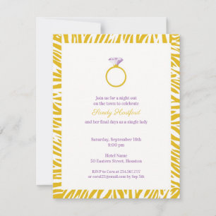 Gult Zebra Bachelorette Party Flat Call Inbjudningar