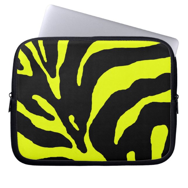 Gult Zebra Rand Animal Print Laptop Fodral (Framsidan)