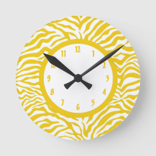 Gult Zebra Rand Rund Klocka