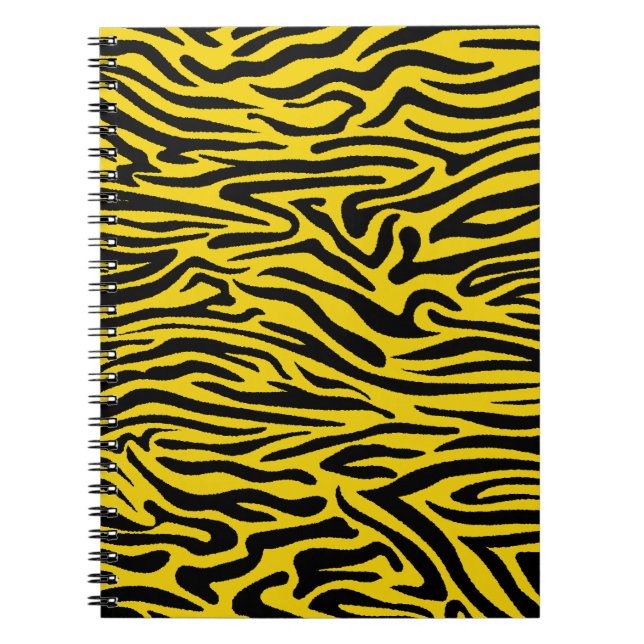 Gult Zebra ränder Preppy Vild Animal Print Anteckningsbok (Framsidan)