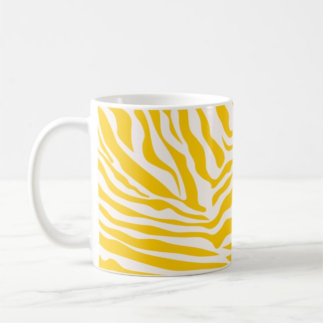 Gult Zebra ränder Preppy Vild Animal Print Kaffemugg (Vänster)
