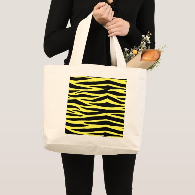 Gult Zebra ränder Tote Bag Jumbo Tygkasse (Framsida (produkt))