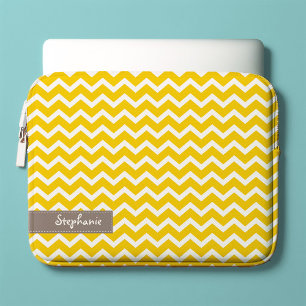 Gult Zig Zag Chevrons Mönster Laptop Sleeve
