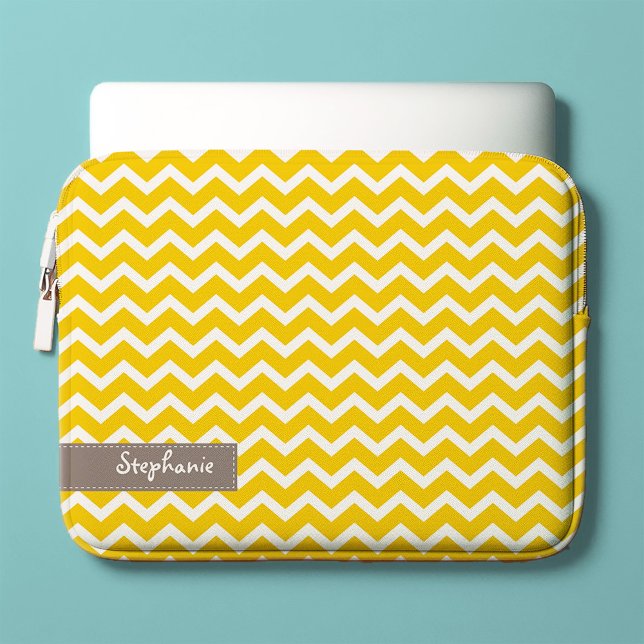 Gult Zig Zag Chevrons Mönster Laptop Sleeve (Skapare uppladdad)