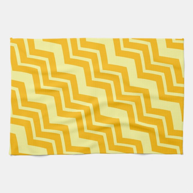 Gult Zigzag Chevron Mönster Design Kökshandduk (Horisontell)