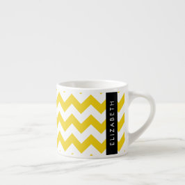 Gult Zigzag, Gult Chevron, ditt namn Espressomugg