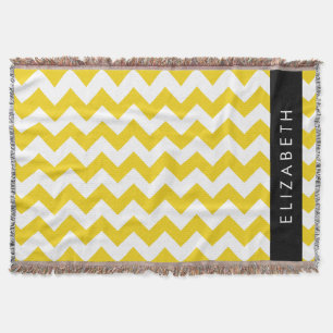Gult Zigzag, Gult Chevron, ditt namn Filt