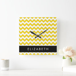 Gult Zigzag, Gult Chevron, ditt namn Fyrkantig Klocka