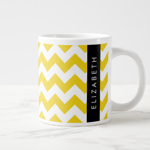Gult Zigzag, Gult Chevron, ditt namn Jumbo Mugg