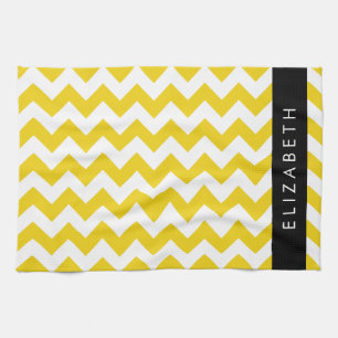 Gult Zigzag, Gult Chevron, ditt namn Kökshandduk