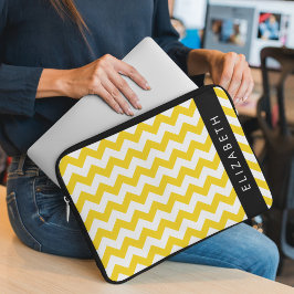 Gult Zigzag, Gult Chevron, ditt namn Laptop Fodral