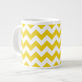 Gult Zigzag, Gult Chevron, Geometric Mönster Jumbo Mugg