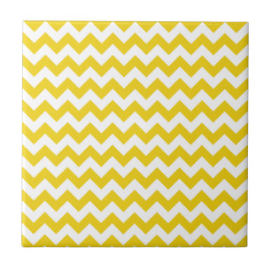 Gult Zigzag, Gult Chevron, Geometric Mönster Kakelplatta