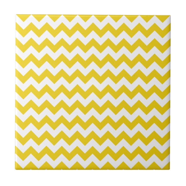 Gult Zigzag, Gult Chevron, Geometric Mönster Kakelplatta (Framsidan)