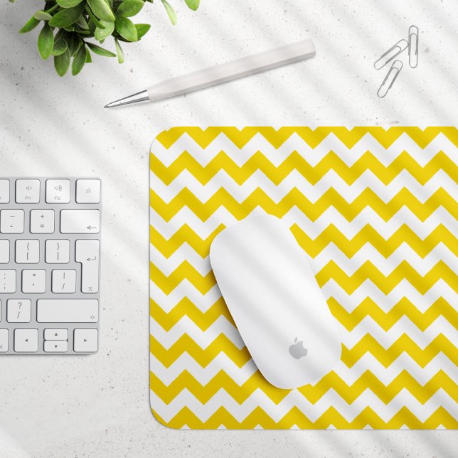 Gult Zigzag, Gult Chevron, Geometric Mönster Musmatta (Skapare uppladdad)