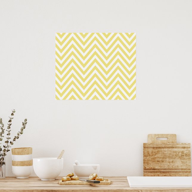 Gult Zigzag, Gult Chevron, Geometric Mönster Poster (Kök)