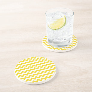 Gult Zigzag, Gult Chevron, Geometric Mönster Underlägg