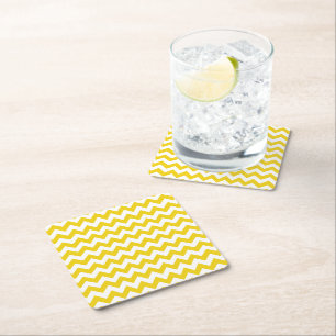Gult Zigzag, Gult Chevron, Geometric Mönster Underlägg Papper Kvadrat