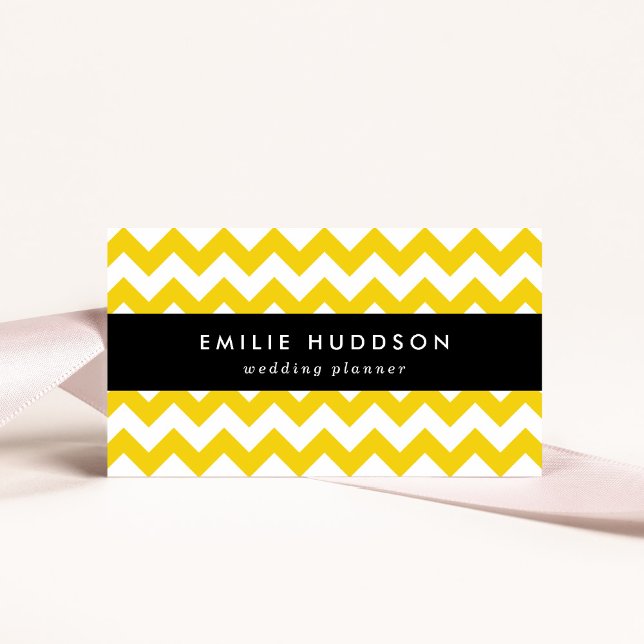 Gult Zigzag, Gult Chevron, Geometric Mönster Visitkort (Skapare uppladdad)