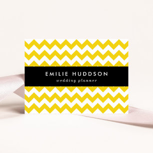 Gult Zigzag, Gult Chevron, Geometric Mönster Visitkort