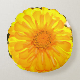 Gult Zinnia Rund Kudde