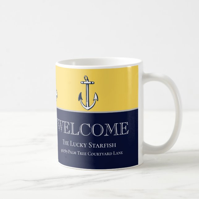 Gulten Anchor, strandhus i Nautisk flotta Mustard  Kaffemugg (Höger)