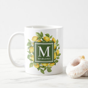 Gulten Anpassat namn Citrus Lemon Monogram Kaffemugg