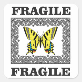 gulten är bräcklig fyrkantigt klistermärke